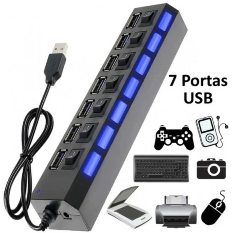 Hub USB com 7 Portas 2.0